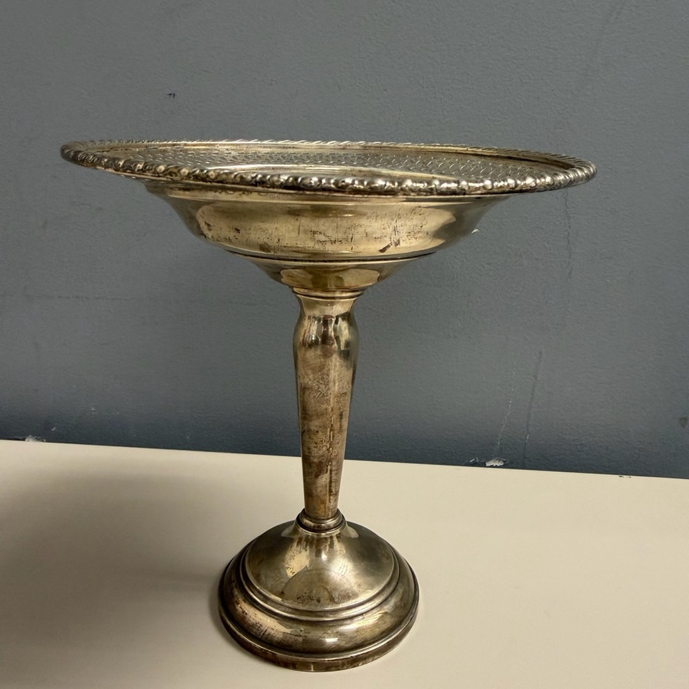 Elegant Antique Silver Compote Pedestal Candy Dish